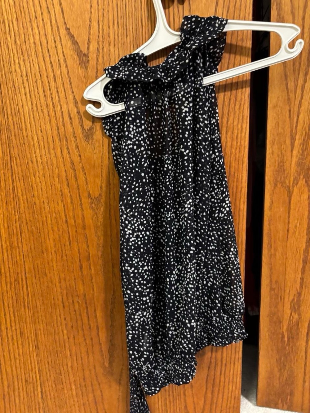 Black Speckled Halter Top with Tie Neck